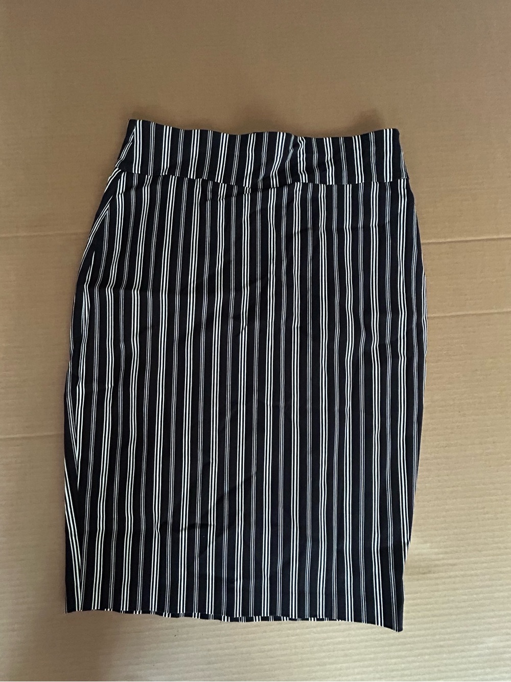 New York & Company Black and White Vertical Stripe Pencil Skirt